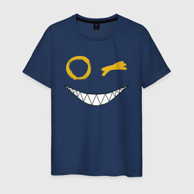 Мужская футболка хлопок с принтом Emoji winking в Новосибирске, 100% хлопок | прямой крой, круглый вырез горловины, длина до линии бедер, слегка спущенное плечо. | emoji | smile | глаза крестики | злой смайл | злой смайлик | зубы | контраст | крестики | подарок | пятна | смайл | смайлик | улыбка | эмоджи | эмоция
