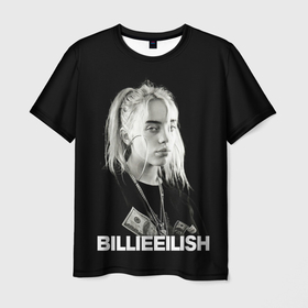 Мужская футболка 3D с принтом BILLIE EILISH в Петрозаводске, 100% полиэфир | прямой крой, круглый вырез горловины, длина до линии бедер | bad | billie eilish | blues | face | guy | music | pop | usa | айлиш | билли | молодежь | музыка | попса