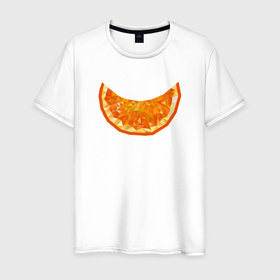 Мужская футболка хлопок с принтом Апельсиновое настроение в Новосибирске, 100% хлопок | прямой крой, круглый вырез горловины, длина до линии бедер, слегка спущенное плечо. | апельсин | геометрический. | минимализм | оранжевый | полигональный