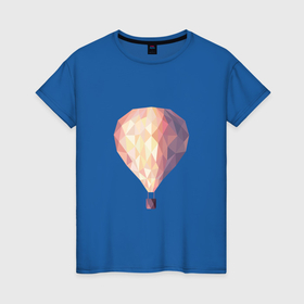 Женская футболка хлопок с принтом Воздушный шар LowPoly в Новосибирске, 100% хлопок | прямой крой, круглый вырез горловины, длина до линии бедер, слегка спущенное плечо | air baloon | poligonal | геометрический | геометрия. | полигональный | треугольники | шар | шарик