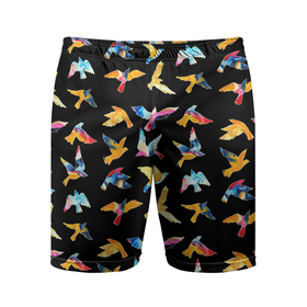 Мужские шорты спортивные с принтом парящие акварельные птицы в Курске,  |  | акварель | вечеринка | голубь | гуашь | диджей | диско | кисть | клуб | крылья | орёл | перья | полёт | птицы