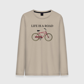 Мужской лонгслив хлопок с принтом Велосипед в Санкт-Петербурге, 100% хлопок |  | bike | life | road | велосипед | дорога | жизнь