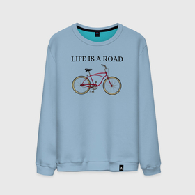 Мужской свитшот хлопок с принтом Велосипед в Петрозаводске, 100% хлопок |  | Тематика изображения на принте: bike | life | road | велосипед | дорога | жизнь