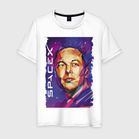 Мужская футболка хлопок с принтом Илон Маск и его детище , 100% хлопок | прямой крой, круглый вырез горловины, длина до линии бедер, слегка спущенное плечо. | celebrity | elon musk | genius | revolutionary | space x | гений | знаменитость | илон маск | революционер