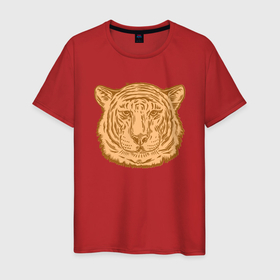 Мужская футболка хлопок с принтом Coffee Tiger в Екатеринбурге, 100% хлопок | прямой крой, круглый вырез горловины, длина до линии бедер, слегка спущенное плечо. | 2022 | animal | cat | lion | tiger | год тигра | животные | зверь | зубы | кот | кошка | лев | охотник | полосатый | природа | тигр | тигренок | тигрица | хищник