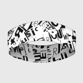 Повязка на голову 3D с принтом UNDER WHITE в Курске,  |  | text | белый | буквы | пестрое | текст