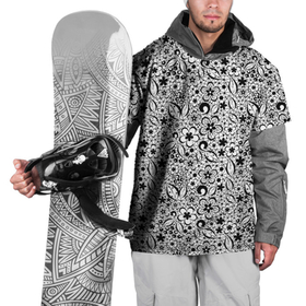Накидка на куртку 3D с принтом Черное кружево цветочное в Тюмени, 100% полиэстер |  | абстрактный | ажурный | ажурный узор | детский | для женщин | монохромный | цветочный узор | черно белый | черное кружево