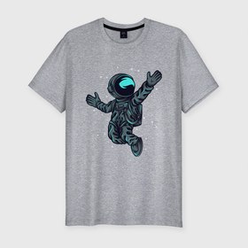 Мужская футболка хлопок Slim с принтом В космосе в Курске, 92% хлопок, 8% лайкра | приталенный силуэт, круглый вырез ворота, длина до линии бедра, короткий рукав | астронавт | звезды | космонавт | космос