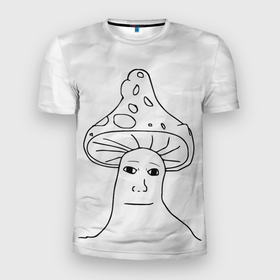 Мужская футболка 3D Slim с принтом Шрумджек | Shroomjak | Мем в Екатеринбурге, 100% полиэстер с улучшенными характеристиками | приталенный силуэт, круглая горловина, широкие плечи, сужается к линии бедра | kys | meme | shroomjak | вояка | гриб | мем | человек гриб | шрум джек | шрумджек