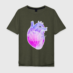Мужская футболка хлопок Oversize с принтом реалистичные силуэт сердца в Курске, 100% хлопок | свободный крой, круглый ворот, “спинка” длиннее передней части | анатомия | любовь | нежность | орган | принт в пастельных цветах | сердце