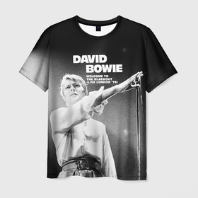 Мужская футболка 3D с принтом Welcome to the Blackout   David Bowie в Петрозаводске, 100% полиэфир | прямой крой, круглый вырез горловины, длина до линии бедер | david bowie | альтернативный | арт | боуи | глэм | девид | джаз | дэвед | дэвид | музыка | музыкант | певец | поп | психоделический | рок | соул | хард | экспериментальный | электронная | эмбиент