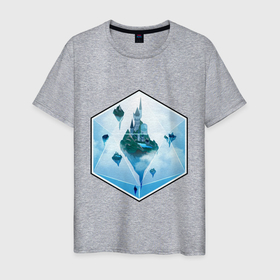 Мужская футболка хлопок с принтом DnD Glass   Sky castle , 100% хлопок | прямой крой, круглый вырез горловины, длина до линии бедер, слегка спущенное плечо. | dices | dnd | dungeons dragons | sky castle | днд | игра | кубик | летающий замок | подарок
