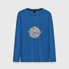 Мужской лонгслив хлопок с принтом Космическая акула в Тюмени, 100% хлопок |  | акула | верхом | космонавт | космос | луна | наездник | плавник | рыба | ссср