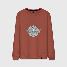 Мужской свитшот хлопок с принтом Космическая акула в Курске, 100% хлопок |  | акула | верхом | космонавт | космос | луна | наездник | плавник | рыба | ссср
