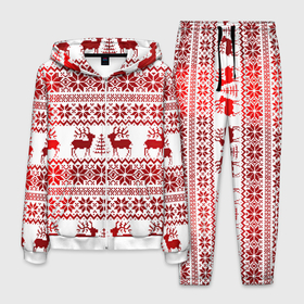 Мужской костюм 3D с принтом Зимний лес в Новосибирске, 100% полиэстер | Манжеты и пояс оформлены тканевой резинкой, двухслойный капюшон со шнурком для регулировки, карманы спереди | арт | вязаный рисунок | вязь | ёлка | ёлки | ель | новый год | ночь | олени | олень | рисунок | рога | рождество | снег | снеговик | снеговики | снежинка | снежинки