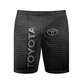 Мужские шорты спортивные с принтом TOYOTA STEEL HONEYCOMBS в Тюмени,  |  | toyota | авто | автомобиль | логотип | марка | машина | надпись | соты | сталь | текстура | тоета | тойота