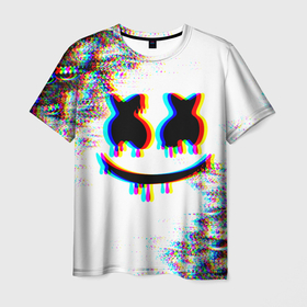 Мужская футболка 3D с принтом MARSHMELLOW GLITCH в Екатеринбурге, 100% полиэфир | прямой крой, круглый вырез горловины, длина до линии бедер | dj | marshmello | marshmellow | usa | америка | клуб | клубная музыка | мармело | маршмелло | маршмеллоу | музыка | музыкант