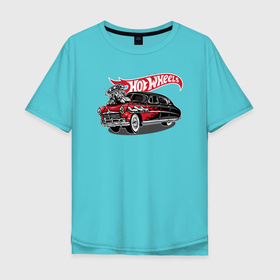 Мужская футболка хлопок Oversize с принтом Hot Wheels. Hot rod car в Екатеринбурге, 100% хлопок | свободный крой, круглый ворот, “спинка” длиннее передней части | auto | avto | car | game | hot | hotweels | race | weels | wheels | авто | автоспорт | гонки | игра | игрушка | машина | модель | хот вилс