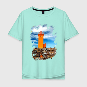 Мужская футболка хлопок Oversize с принтом Исландия. Маяк. Рейкьянес. в Санкт-Петербурге, 100% хлопок | свободный крой, круглый ворот, “спинка” длиннее передней части | Тематика изображения на принте: город | горы | желтый | исландия | каникулы | маяк | море | небо | океан | оранжевый | отпуск | пейзаж | побережье | полуостров | природа | путешествие | рейкьянес | страна | туризм | фотография