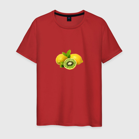 Мужская футболка хлопок с принтом Фрукты в Петрозаводске, 100% хлопок | прямой крой, круглый вырез горловины, длина до линии бедер, слегка спущенное плечо. | киви | лайм | лаймы | лимон | лимоны | фрукт | фрукты | цитрус | цитрусы