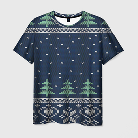 Мужская футболка 3D с принтом Зимняя ночь в Кировске, 100% полиэфир | прямой крой, круглый вырез горловины, длина до линии бедер | арт | вязаный рисунок | вязь | дерево | деревья | ёлка | ёлки | ель | зима | новый год | ночь | рисунок | рождество | снег | снежинка | снежинки
