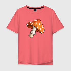 Мужская футболка хлопок Oversize с принтом Мухомор в Кировске, 100% хлопок | свободный крой, круглый ворот, “спинка” длиннее передней части | аманита | гриб | красная шапка | красный гриб | мухомор