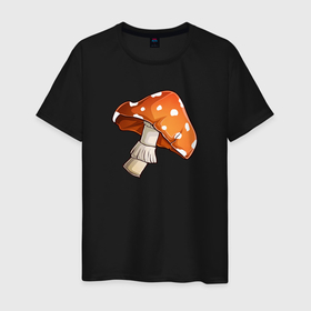 Мужская футболка хлопок с принтом Мухомор в Екатеринбурге, 100% хлопок | прямой крой, круглый вырез горловины, длина до линии бедер, слегка спущенное плечо. | аманита | гриб | красная шапка | красный гриб | мухомор