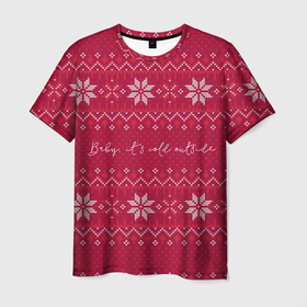 Мужская футболка 3D с принтом Мне холодно в Кировске, 100% полиэфир | прямой крой, круглый вырез горловины, длина до линии бедер | Тематика изображения на принте: английский | английский текст | арт | вязаный рисунок | вязь | иностранный текст | мне холодно | новый год | ночь | рисунок | рождество | снег | снеговик | снеговики | снежинка | снежинки | холодно