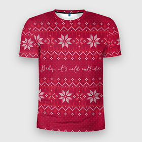 Мужская футболка 3D спортивная с принтом Мне холодно в Тюмени, 100% полиэстер с улучшенными характеристиками | приталенный силуэт, круглая горловина, широкие плечи, сужается к линии бедра | английский | английский текст | арт | вязаный рисунок | вязь | иностранный текст | мне холодно | новый год | ночь | рисунок | рождество | снег | снеговик | снеговики | снежинка | снежинки | холодно