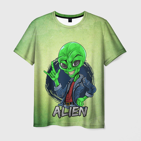 Мужская футболка 3D с принтом Alien в Новосибирске, 100% полиэфир | прямой крой, круглый вырез горловины, длина до линии бедер | alien | арт | графика | инопланетянин | нло | пришелец
