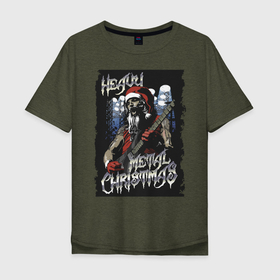 Мужская футболка хлопок Oversize с принтом Heavy Metal Christmas , 100% хлопок | свободный крой, круглый ворот, “спинка” длиннее передней части | beard | christmas | guitar | guy | heavy metal | holiday | music | new year | santa klaus | solo | борода | дед мороз | еитара | музыка | праздник | рождество | солист | чувак