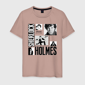 Мужская футболка хлопок с принтом Sherlock Holmes is new sexy в Кировске, 100% хлопок | прямой крой, круглый вырез горловины, длина до линии бедер, слегка спущенное плечо. | sherlock holmes | артуром конаном дойлом | повести | рассказы | фильм | шерлок холмс