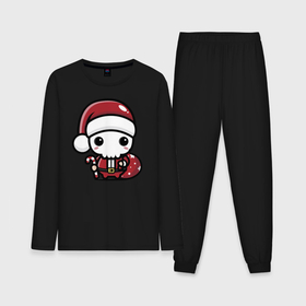 Мужская пижама хлопок (с лонгсливом) с принтом Маленький Санта Клаус ,  |  | eyes | gifts | heart | holiday | santa klaus | skeleton | skull | star | глаза | дед мороз | звезда | подарки | праздник | сердце | скелет | череп