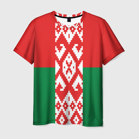Мужская футболка 3D с принтом Белоруссия в Тюмени, 100% полиэфир | прямой крой, круглый вырез горловины, длина до линии бедер | беларусь | белоруссия | белорусская вышиванка | белорусская рубашка | вышиванка | вышивка крестом | звезда руси | лукашенко | оберег | обереги славян | обережная вышивка | обережные узоры