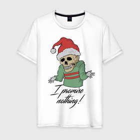 Мужская футболка хлопок с принтом Я ничего не обещаю в Тюмени, 100% хлопок | прямой крой, круглый вырез горловины, длина до линии бедер, слегка спущенное плечо. | holiday | motto | new year | santa klaus | skull | девиз | дед мороз | новый год | праздник | череп