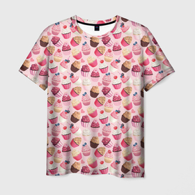 Мужская футболка 3D с принтом Пирожные , 100% полиэфир | прямой крой, круглый вырез горловины, длина до линии бедер | birthday | happy birthday | holiday | день рождения | именины | пирожные | подарки | праздник | сладости | торт | юбилей