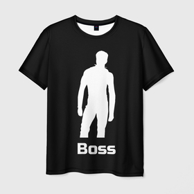 Мужская футболка 3D с принтом Boss of the gym on black в Тюмени, 100% полиэфир | прямой крой, круглый вырез горловины, длина до линии бедер | boss | boss of the gym | darkholme | gachi | gachimuchi | gym | jabroni | van | босс | вэн | гачи | качалка