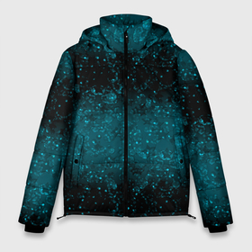 Мужская зимняя куртка 3D с принтом Черно синие блестки в Екатеринбурге, верх — 100% полиэстер; подкладка — 100% полиэстер; утеплитель — 100% полиэстер | длина ниже бедра, свободный силуэт Оверсайз. Есть воротник-стойка, отстегивающийся капюшон и ветрозащитная планка. 

Боковые карманы с листочкой на кнопках и внутренний карман на молнии. | Тематика изображения на принте: блеск | блестки | блестящие звезды | блестящий узор | градиент | градиентный | детский | женский | звезды | синий узор | шик