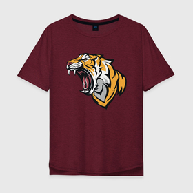 Мужская футболка хлопок Oversize с принтом Я Тигр в Екатеринбурге, 100% хлопок | свободный крой, круглый ворот, “спинка” длиннее передней части | 2022 | animal | cat | lion | tiger | год тигра | животные | зверь | зубы | кот | кошка | лев | охотник | полосатый | природа | тигр | тигренок | тигрица | хищник