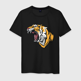 Мужская футболка хлопок с принтом Я Тигр в Санкт-Петербурге, 100% хлопок | прямой крой, круглый вырез горловины, длина до линии бедер, слегка спущенное плечо. | 2022 | animal | cat | lion | tiger | год тигра | животные | зверь | зубы | кот | кошка | лев | охотник | полосатый | природа | тигр | тигренок | тигрица | хищник