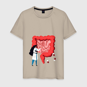 Мужская футболка хлопок с принтом Мой внутренний мир в Тюмени, 100% хлопок | прямой крой, круглый вырез горловины, длина до линии бедер, слегка спущенное плечо. | врач | доктор | желудок | иллюстрация | кишечник | кишки