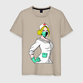 Мужская футболка хлопок с принтом Медсестра в Белгороде, 100% хлопок | прямой крой, круглый вырез горловины, длина до линии бедер, слегка спущенное плечо. | арт | врач | девушка | доктор | иллюстрация | медсестра