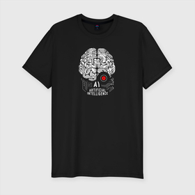 Мужская футболка хлопок Slim с принтом AI   Искусственный интеллект в Санкт-Петербурге, 92% хлопок, 8% лайкра | приталенный силуэт, круглый вырез ворота, длина до линии бедра, короткий рукав | ai | cyber | будущее | искусственный интеллект | кибер | мозг | программирование | процессор | робот | технологии
