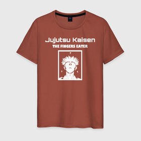 Мужская футболка хлопок с принтом Jujutsu Kaisen The FINGERS EATER в Екатеринбурге, 100% хлопок | прямой крой, круглый вырез горловины, длина до линии бедер, слегка спущенное плечо. | anime | imaginary demon | jujutsu kaisen | king of curses | manga | ryomen sukuna | sorsery fight | аниме | двуликий призрак | джутсу кайсен | дзюдзюцу кайсэн | король проклятий | магическая битва | манга | проклятия | проклятый дух