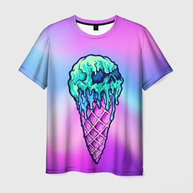 Мужская футболка 3D с принтом Мороженое | Ice Scream | Череп (Z) в Петрозаводске, 100% полиэфир | прямой крой, круглый вырез горловины, длина до линии бедер | Тематика изображения на принте: frozen | ice | ice cream | ice scream | skull | sundae | вкусное | десерт | лакомство | мороженное | мороженое | пломбир | рожок | трубочка | фруктовый лёд | череп | эскимо