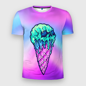 Мужская футболка 3D Slim с принтом Мороженое | Ice Scream | Череп (Z) , 100% полиэстер с улучшенными характеристиками | приталенный силуэт, круглая горловина, широкие плечи, сужается к линии бедра | Тематика изображения на принте: frozen | ice | ice cream | ice scream | skull | sundae | вкусное | десерт | лакомство | мороженное | мороженое | пломбир | рожок | трубочка | фруктовый лёд | череп | эскимо