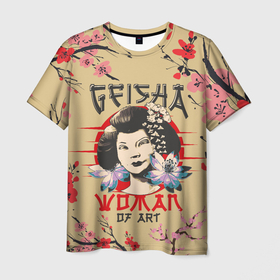Мужская футболка 3D с принтом Гейша | Geisha (Z) в Новосибирске, 100% полиэфир | прямой крой, круглый вырез горловины, длина до линии бедер | geisha | japan | lotus | sakura | девушка | лотус | певица | развлечение | сакура | тамада | танцовщица | чайная церемония | япония