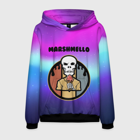Мужская толстовка 3D с принтом MARSHMELLO | МАРШМЕЛЛОУ (Z) в городе Новоалтайск, 100% полиэстер | двухслойный капюшон со шнурком для регулировки, мягкие манжеты на рукавах и по низу толстовки, спереди карман-кенгуру с мягким внутренним слоем. | dj | marshmello | marshmelo | маршмелло | маршмеллоу | маршмелоу