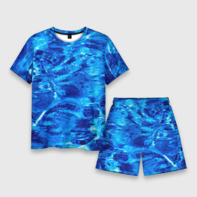 Мужской костюм с шортами 3D с принтом Голубая Вода (Текстура) в Кировске,  |  | blue | ocean | pool | sea | бассейн | вода | волны | лето | море | океан | текстура | узоры