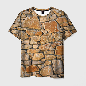 Мужская футболка 3D с принтом Каменная стена , 100% полиэфир | прямой крой, круглый вырез горловины, длина до линии бедер | Тематика изображения на принте: stone | булыжник | гранит | камень | кирпич | стена